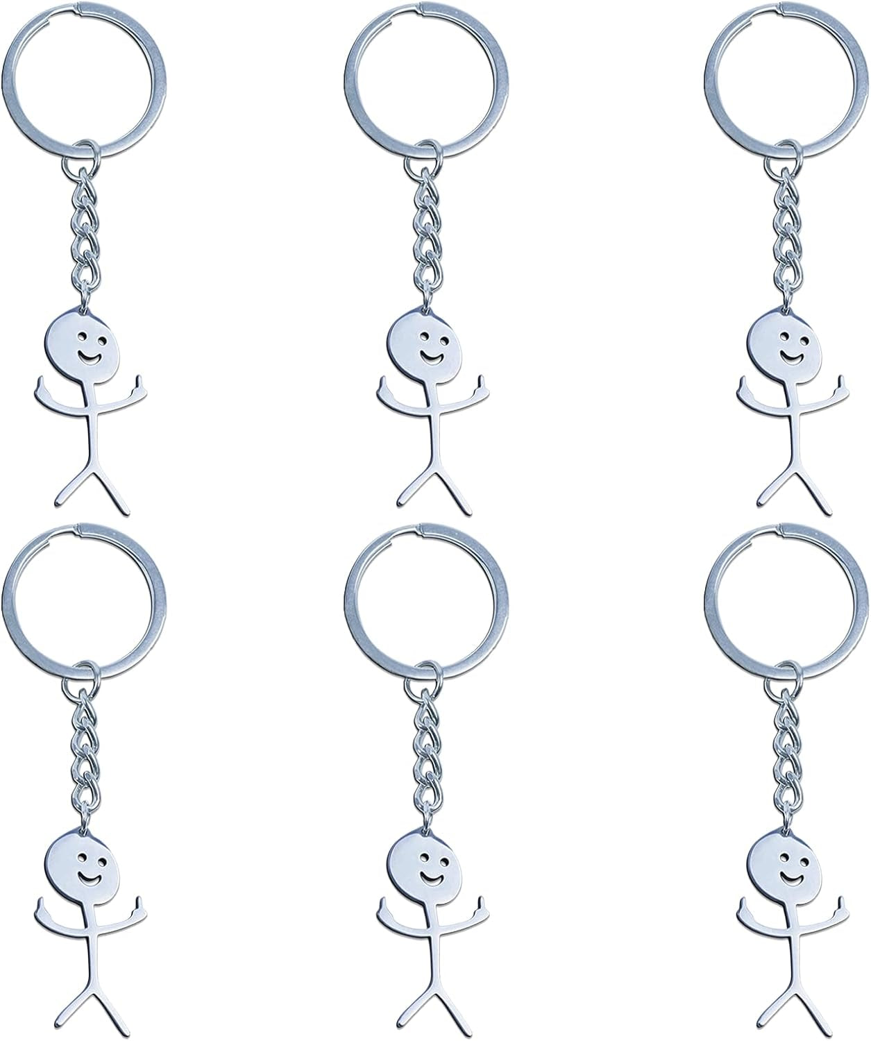 Stick figure Middle Finger Keychains 6Pack