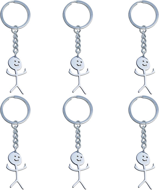 Stick figure Middle Finger Keychains 6Pack