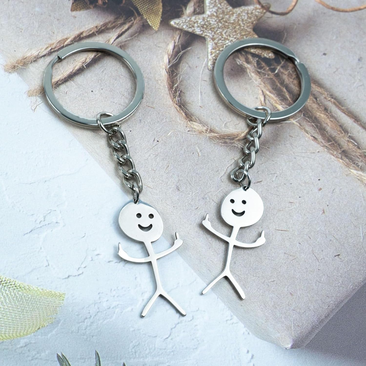 Stick figure Middle Finger Keychains 6Pack